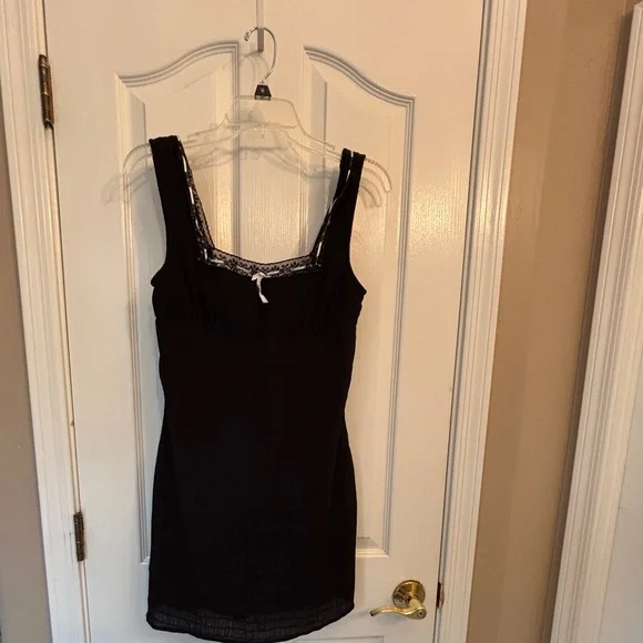 Coquette Whimsigoth Y2K Black Lines Bodycon Minidress Women’s Size Medium - Picture 3 of 10